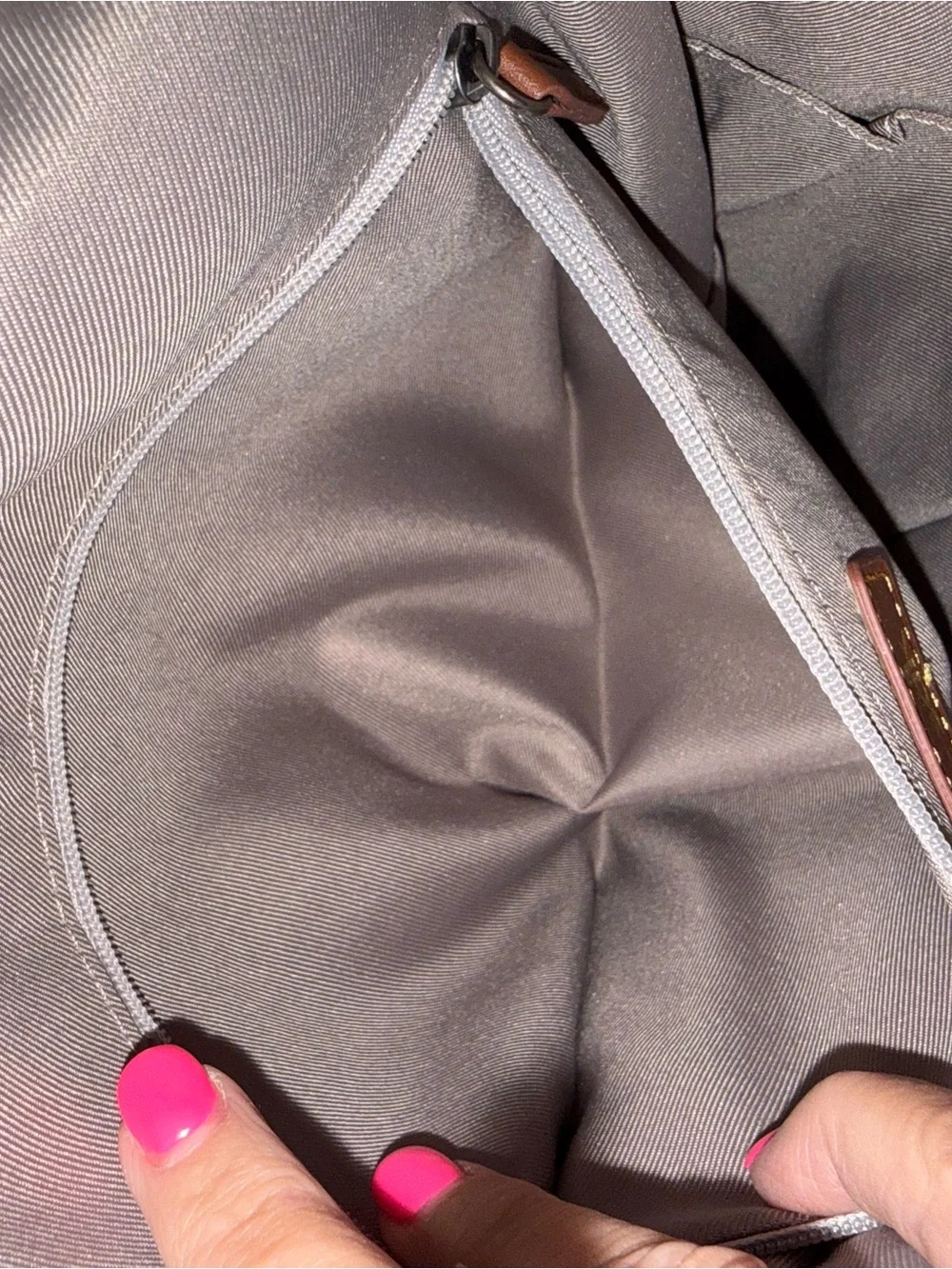 The Sak Gray Knit Backpack with Dark Brown Straps